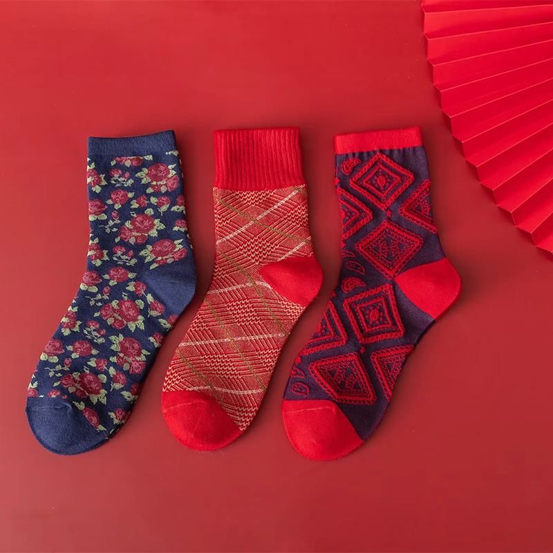 Fashion Red Cotton Printed Mid-calf Socks Set,Fashion Socks