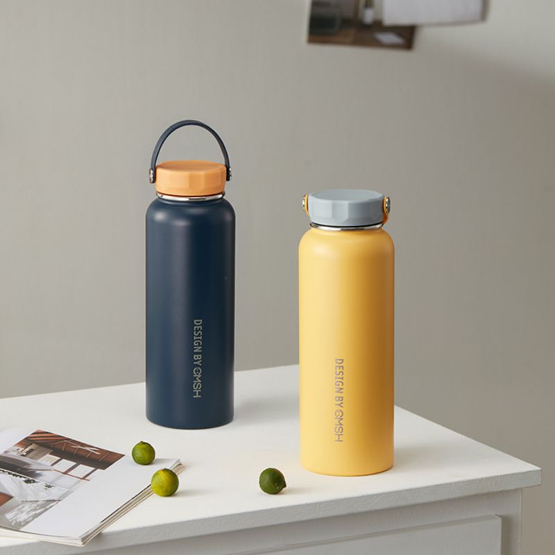 Fashion 0304 Yellow 1150ml Stainless Steel Large Capacity Thermos Cup,Household goods