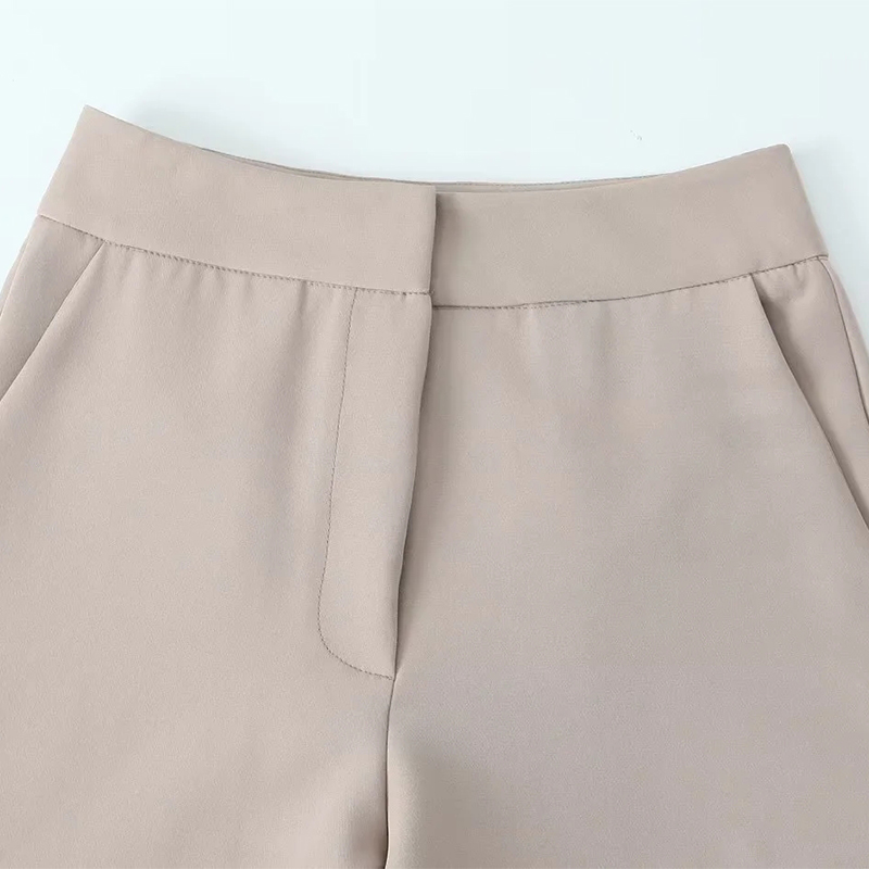 Fashion Milky Coffee Color Rolled Hem Straight Trousers,Pants