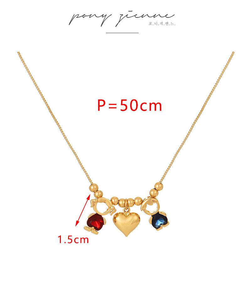 Fashion Blue Copper Inlaid Zircon Boy And Girl Love Pendant Beaded Necklace,Necklaces