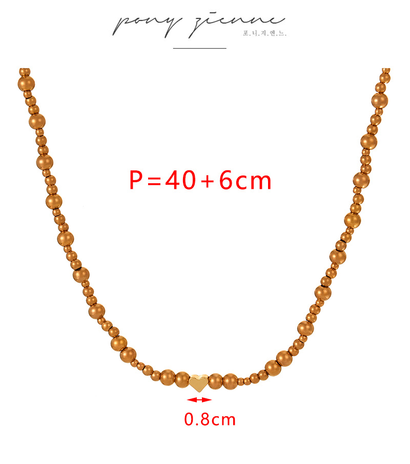 Fashion Golden 2 Titanium Steel Five-pointed Star Beaded Necklace (3/4/6mm),Necklaces