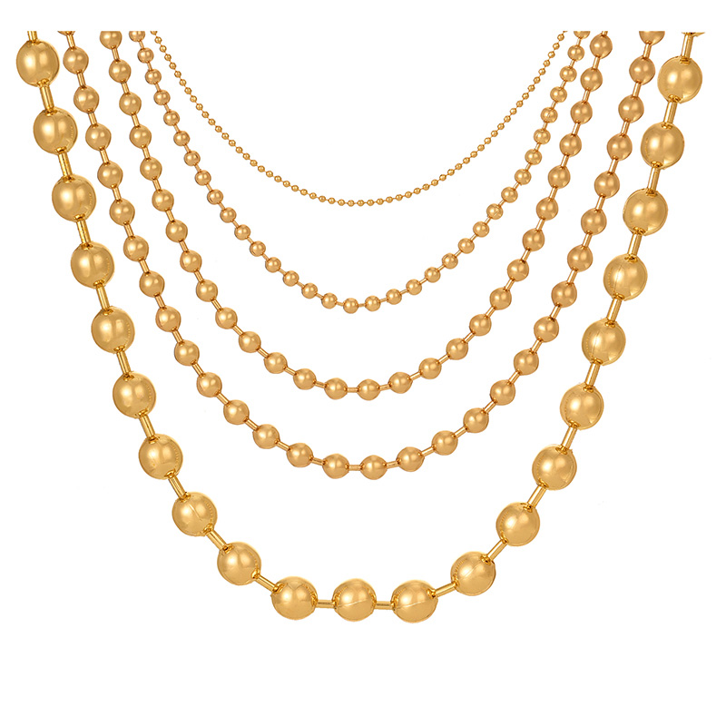 Fashion Golden 5 Copper Beaded Plain Hoop Necklace (1mm),Necklaces