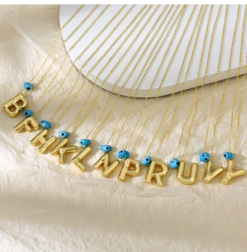 Fashion K Copper 26 Letters Resin Eye Pendant Necklace,Necklaces