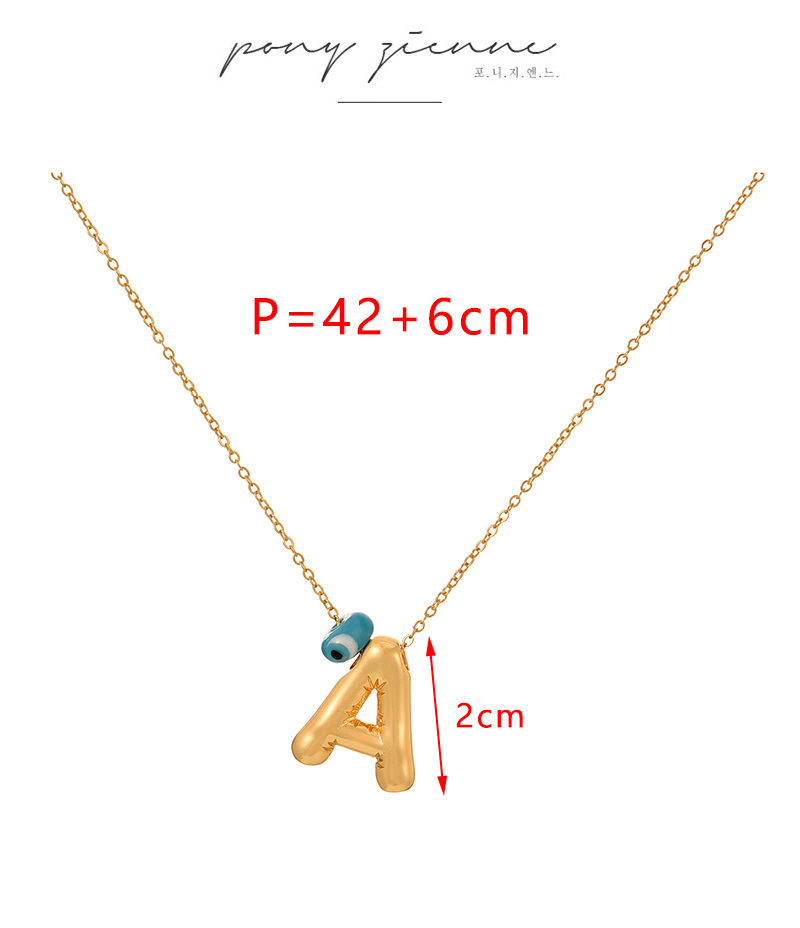Fashion C Copper 26 Letters Resin Eye Pendant Necklace,Necklaces