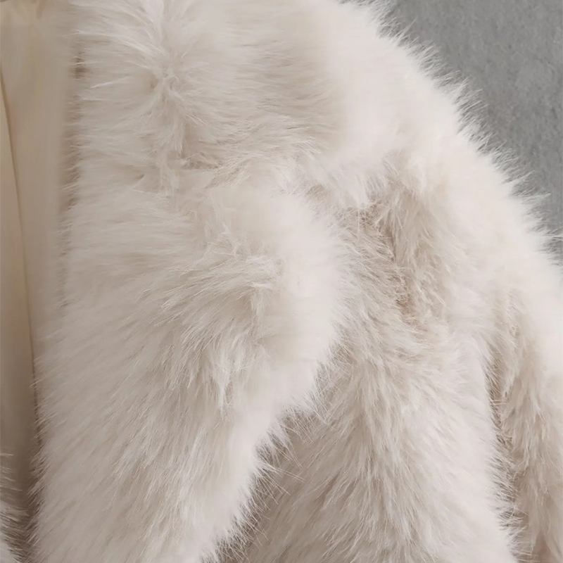 Fashion Beige Artificial Fur Lapel Coat Jacket,Coat-Jacket