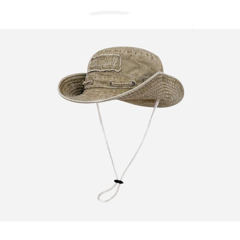 Fashion Dark Grey Denim Drawstring Bucket Hat,Beanies&Others