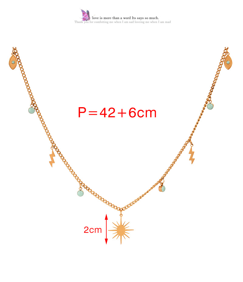 Fashion Gold Titanium Steel Dripping Oil Lightning Geometric Pendant Necklace,Necklaces