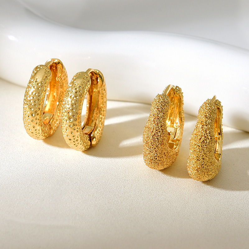 Fashion Golden 2 Copper Irregular Earrings,Earrings