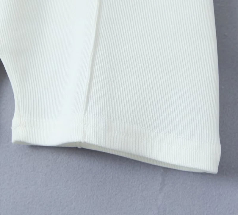 Fashion White Knitted Zipper Jumpsuit,Unitards