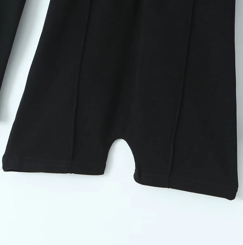 Fashion Black Knitted Zipper Jumpsuit,Unitards