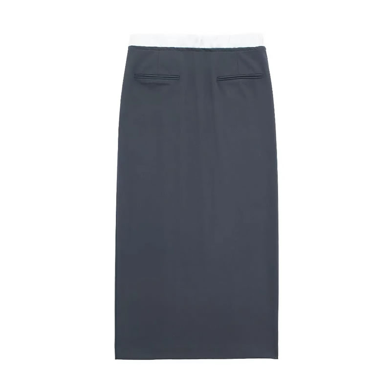 Fashion Grey Blended Patchwork Boxer Slit Skirt,Skirts