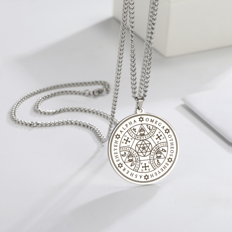Fashion Gold Stainless Steel Geometric Medal Necklace,Necklaces