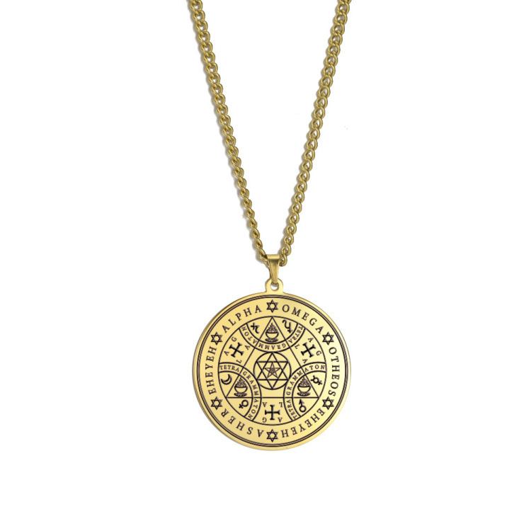 Fashion Gold Stainless Steel Geometric Medal Necklace,Necklaces