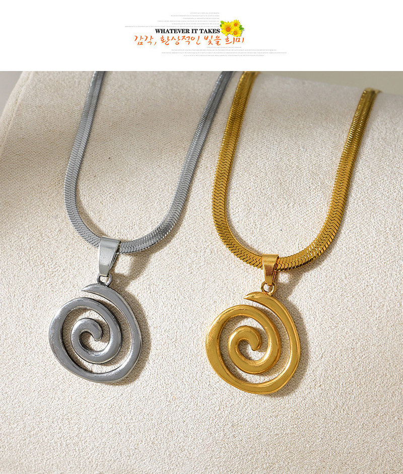 Fashion Silver Titanium Steel Spiral Pendant Snake Bone Chain Necklace,Necklaces