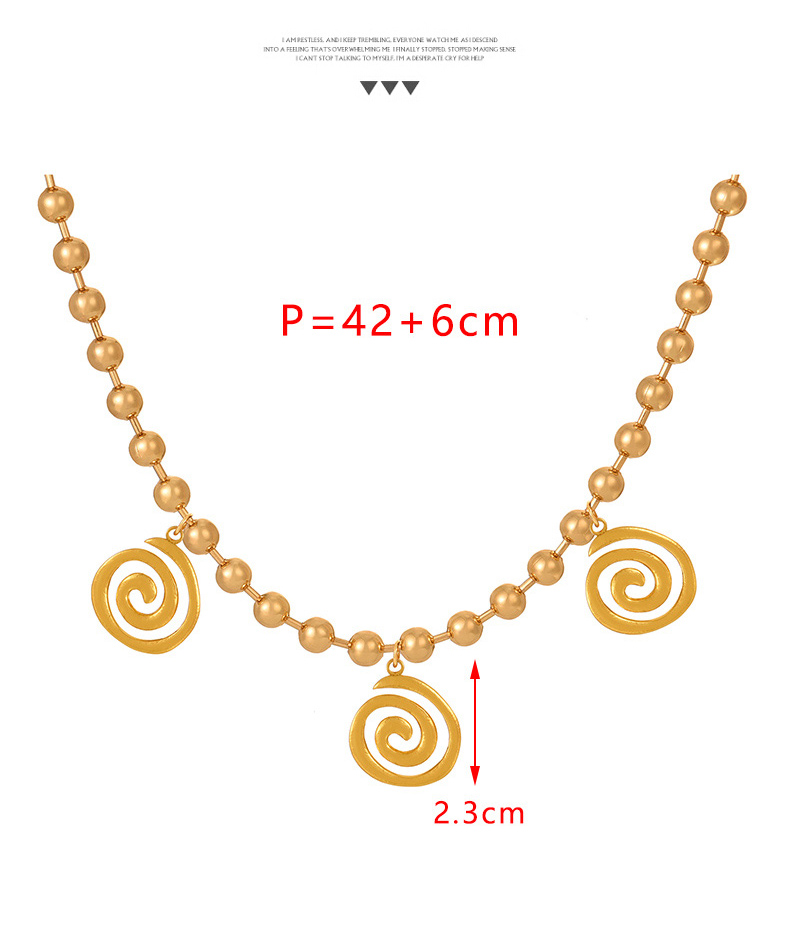 Fashion Golden 2 Copper Spiral Pattern Pendant Bead Necklace (6mm),Necklaces