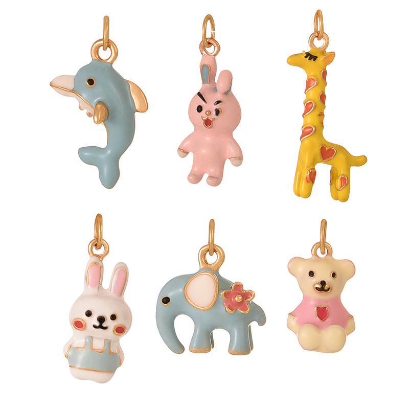 Fashion Color 5 Copper Dripping Oil Cartoon Animal Pendant Accessories,Jewelry Findings & Components
