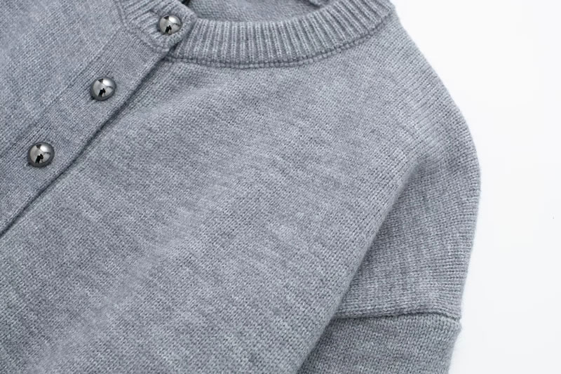 Fashion Grey Buttoned Knitted Sweater Jacket,Sweater