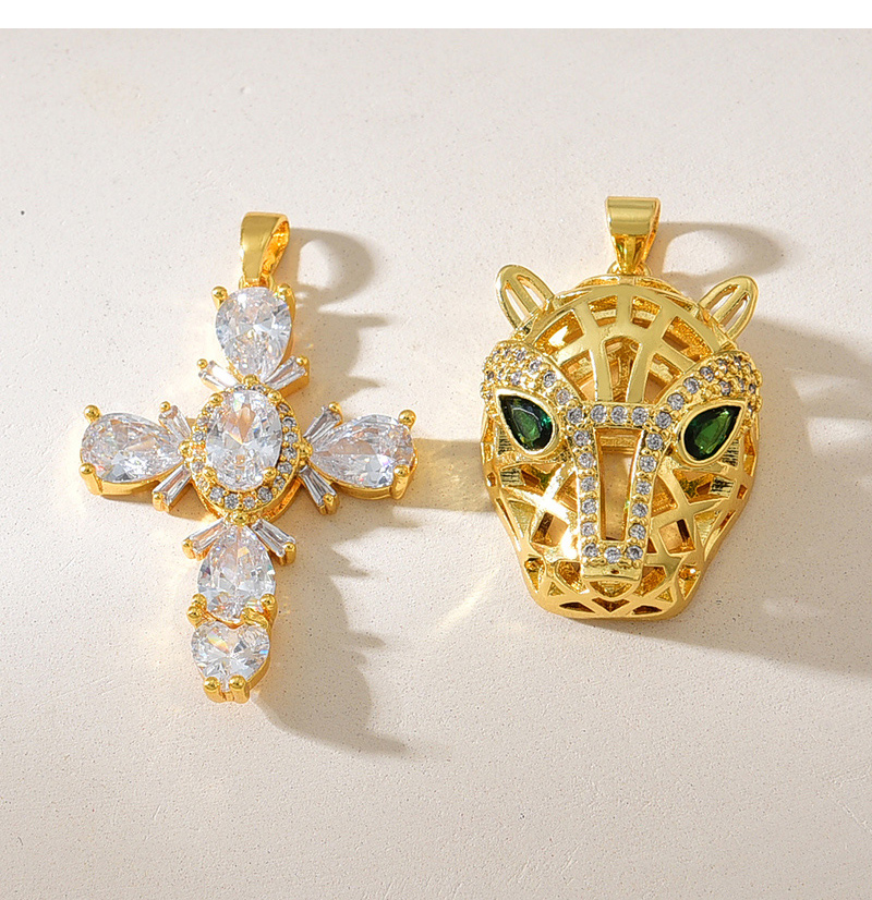 Fashion Golden 2 Copper Inlaid Zirconia Cross Pendant Accessories,Jewelry Findings & Components