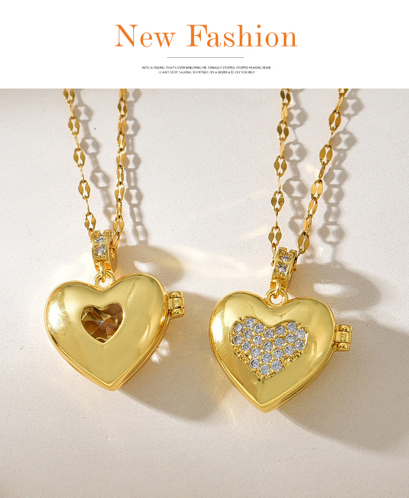 Fashion Golden 2 Titanium Steel Inlaid With Zirconium Love Pendant Necklace (single),Necklaces