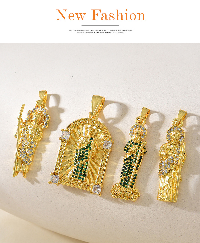 Fashion Golden 3 Copper Inlaid Zirconia Portrait Pendant Accessories,Jewelry Findings & Components