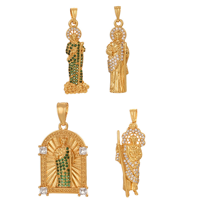 Fashion Golden 3 Copper Inlaid Zirconia Portrait Pendant Accessories,Jewelry Findings & Components