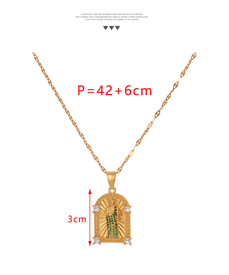 Fashion Golden 4 Titanium Steel Inlaid With Zirconium Portrait Pendant Necklace,Necklaces