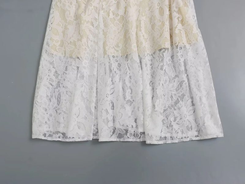 Fashion White Lace Buttoned Round Neck Dress,Prom Dresses