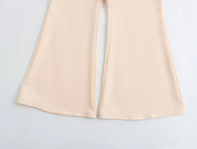 Fashion Beige Polyester Textured Bootcut Trousers,Pants