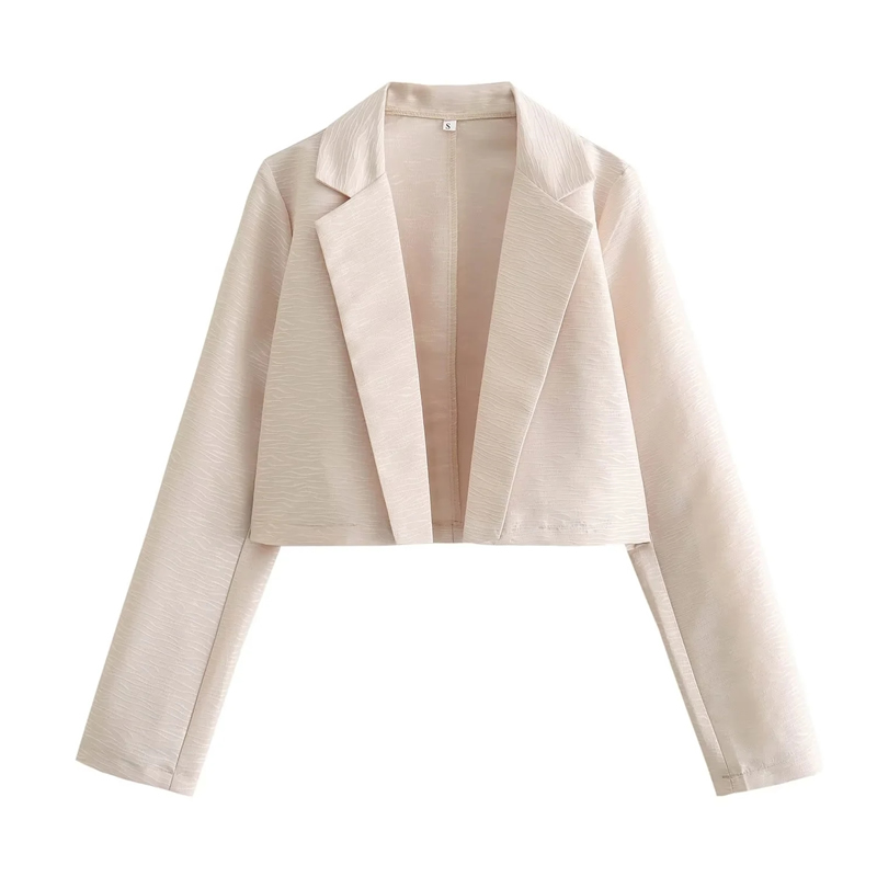 Fashion Beige Polyester Lapel Jacket Tube Top Slit Skirt Suit,Coat-Jacket