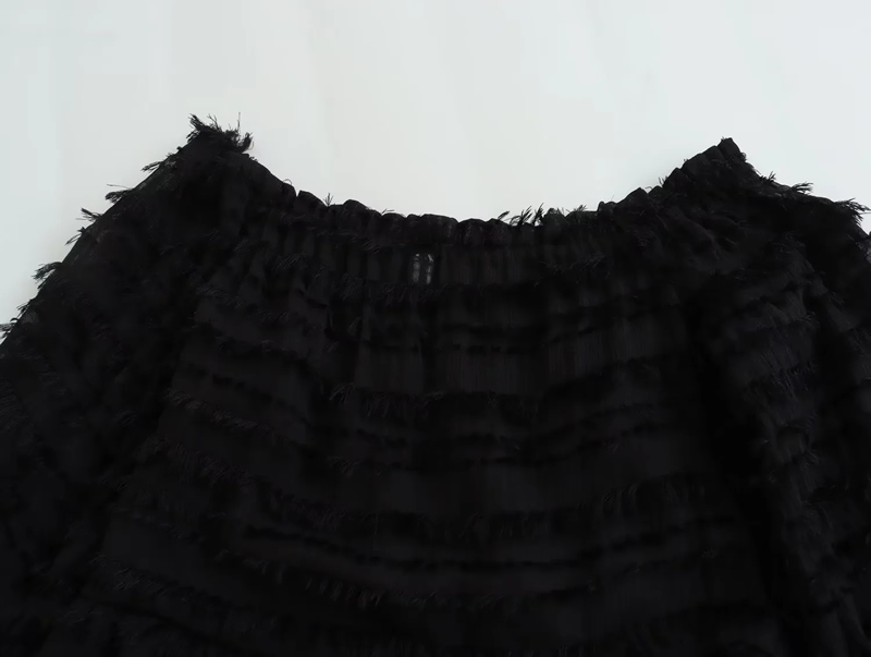 Fashion Black One Shoulder Puff Sleeve Knee Length Skirt,Knee Length