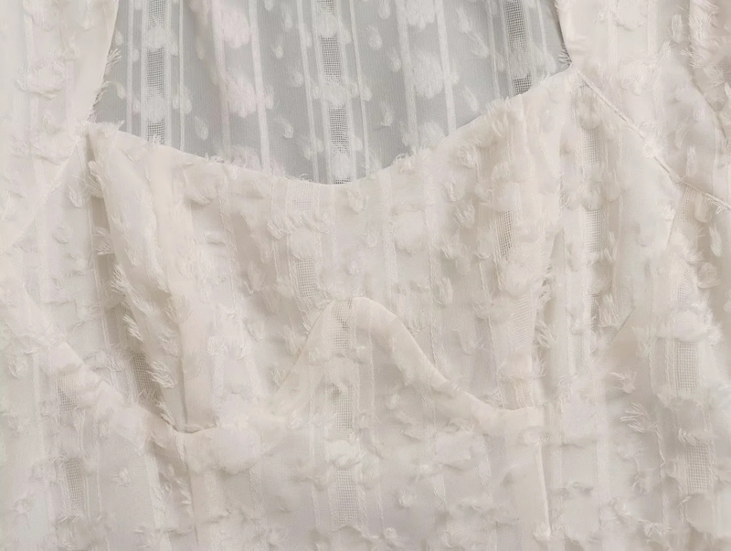 Fashion White Square Neck Jacquard Long Skirt,Long Dress