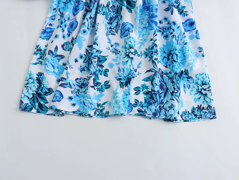 Fashion Blue Polyester Floral Skirt,Mini & Short Dresses