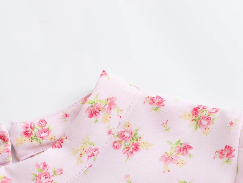 Fashion Pink Polyester Printed Round Neck Long Skirt,Long Dress