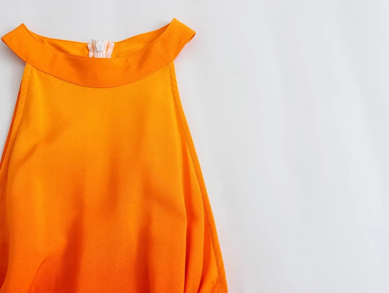 Fashion Orange Polyester Gradient Halterneck Long Skirt,Long Dress