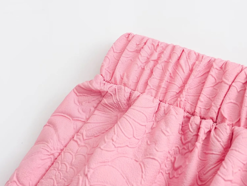 Fashion Pink Polyester Laminated Suspender Shorts Set,Tank Tops & Camis
