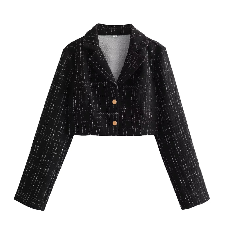 Fashion Black Polyester Slub Lapel Jacket And Skirt Suit,Coat-Jacket