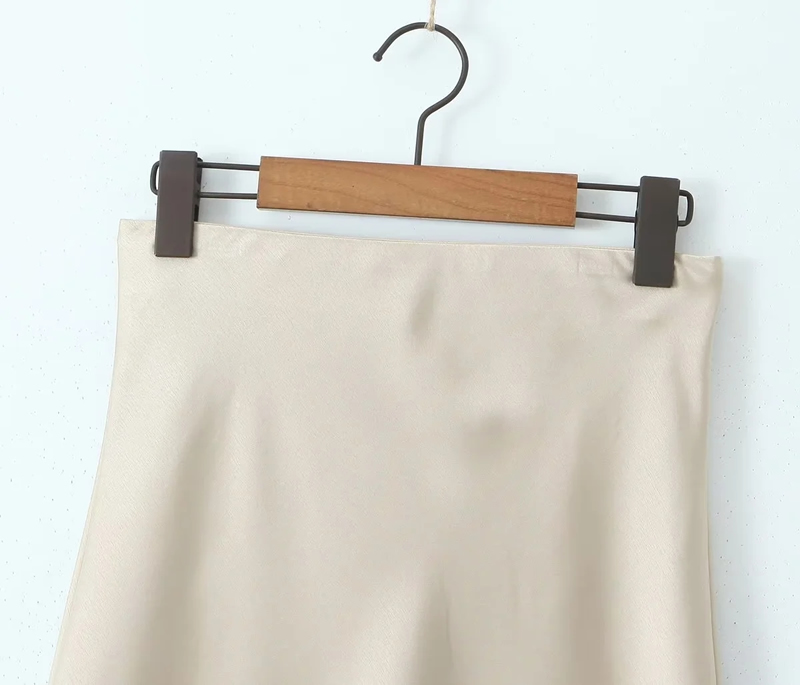 Fashion Champagne Gold Glossy Micro-pleated Skirt,Skirts