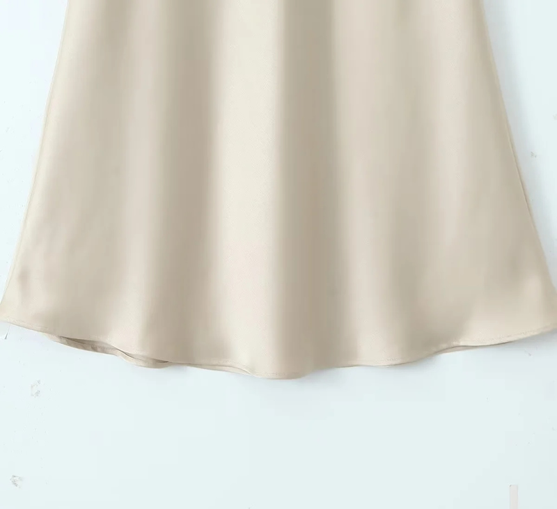 Fashion Champagne Gold Glossy Micro-pleated Skirt,Skirts