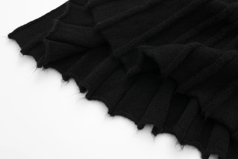 Fashion Black Pleated Knitted Skirt,Skirts