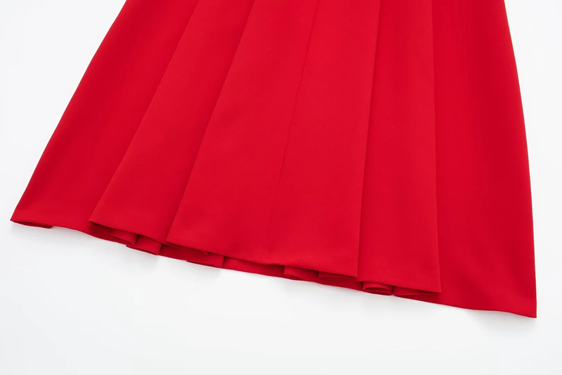 Fashion Red Blended Pleated Skirt,Skirts