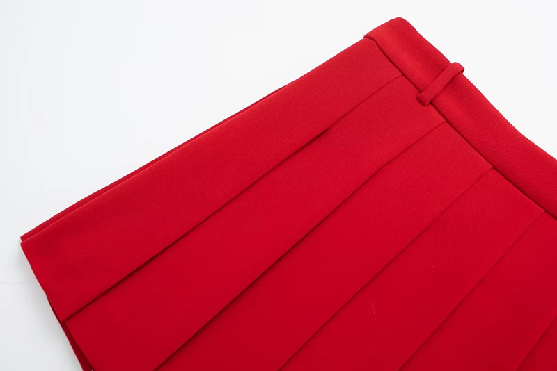 Fashion Red Blended Wide Pleated Skirt,Skirts