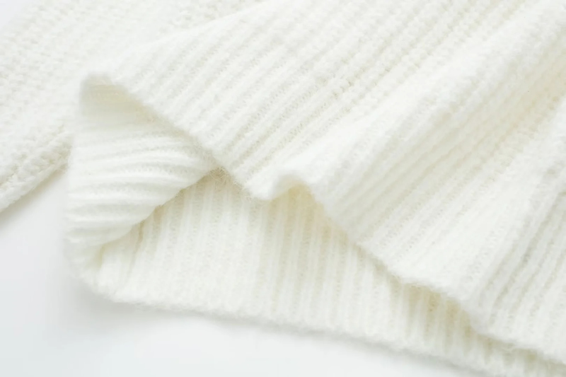 Fashion White Knitted Cross-shoulder Sweater,Sweater