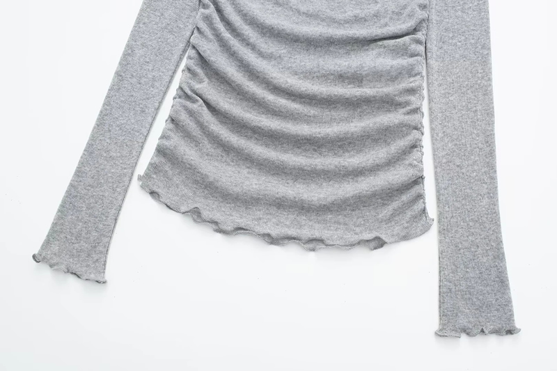 Fashion Grey Knitted Pleated One-shoulder Sweater,Sweater