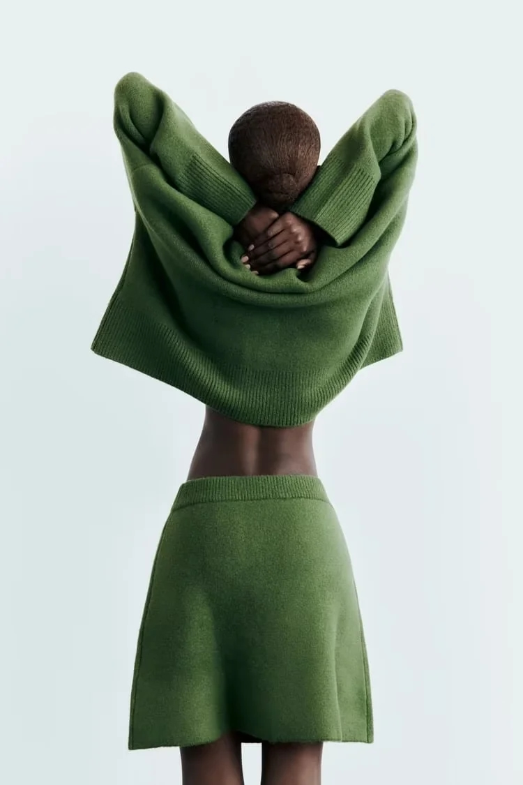 Fashion Green Knitted Skirt,Skirts