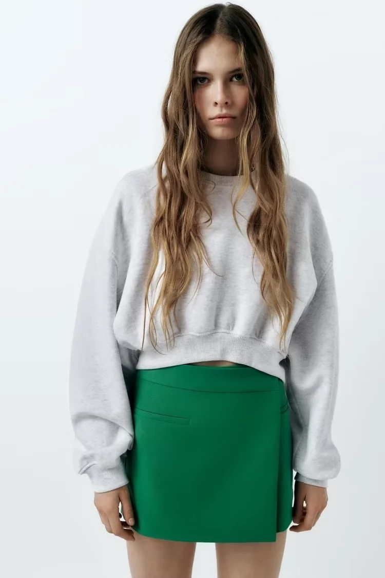 Fashion Green Blend Textured Culottes,Shorts