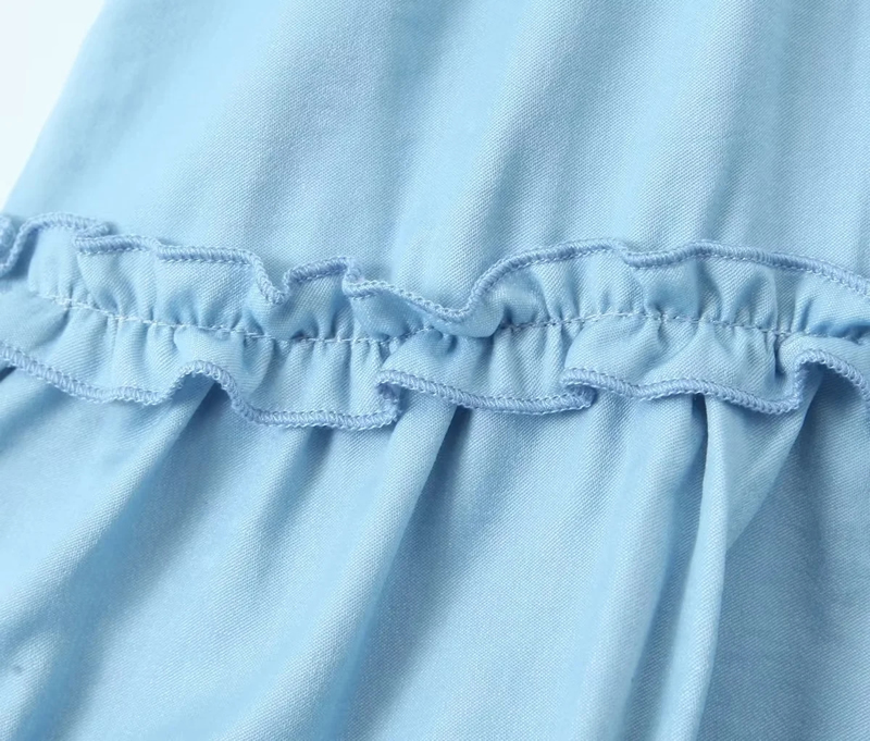 Fashion Blue Polyester Layered Suspender Skirt,Mini & Short Dresses