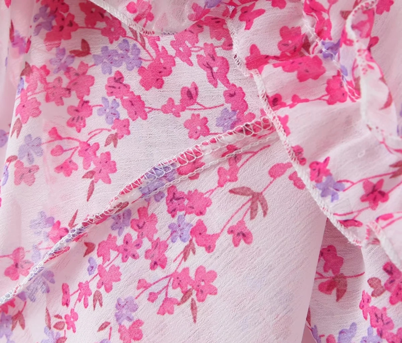 Fashion Pink Flower Chiffon Printed Skirt,Mini & Short Dresses