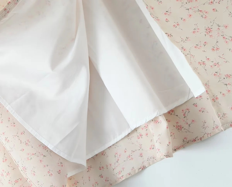 Fashion Beige Polyester Printed Square Neck Slit Knee-length Skirt,Knee Length