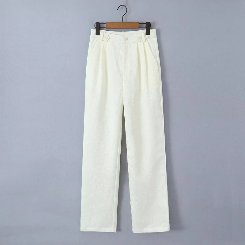 Fashion Off White Polyester Jacquard Suit Trousers,Suits
