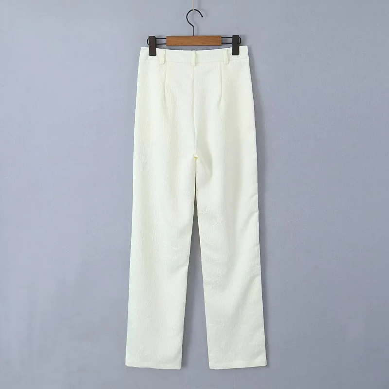 Fashion Off White Polyester Jacquard Suit Trousers,Suits